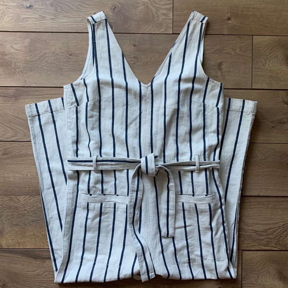 Madewell Striped Cropped Jumpsiuit